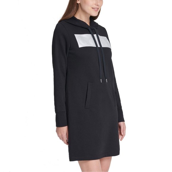 CALVIN KLEIN Women Hooded Sweatshirt Dress-- Black - Picture 2 of 8